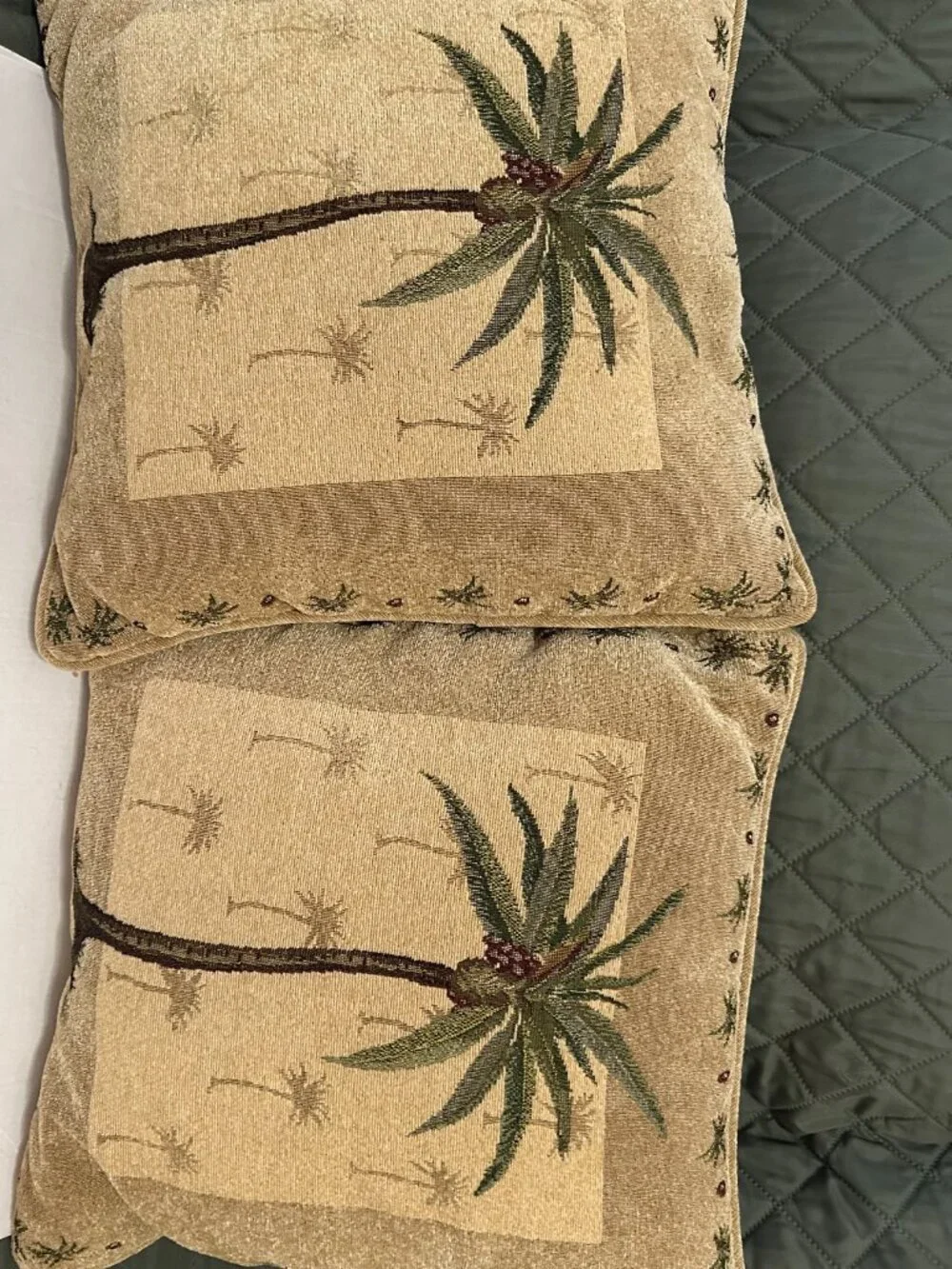 Set of 2 Tropical Palm Tree Tapestry Throw Pillows Coastal Beach Tropical Decor